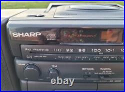 SHARP 90's VTG Boombox CD Dual Cassette AM/FM Radio Detachable Speakers Tested