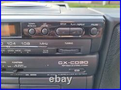 SHARP 90's VTG Boombox CD Dual Cassette AM/FM Radio Detachable Speakers Tested