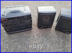 SHARP 90's VTG Boombox CD Dual Cassette AM/FM Radio Detachable Speakers Tested