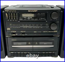 SHARP BOOM BOX 1991 Model GX-CD510(gy) CD CASSETTE RADIO X-BASS & Original Box SHARP BOOM BOX 1991 Model GX-CD510(gy) CD CASSETTE RADIO X-BASS & Original Box