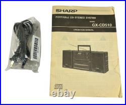 SHARP BOOM BOX 1991 Model GX-CD510(gy) CD CASSETTE RADIO X-BASS & Original Box SHARP BOOM BOX 1991 Model GX-CD510(gy) CD CASSETTE RADIO X-BASS & Original Box