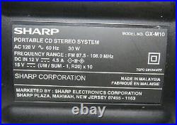 SHARP GX-M10 PORTABLE STEREO SYSTEM BOOMBOX Dock/Radio/CD Player