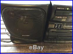 SHARP Portable Stereo X-BASS Boombox CD Dual Cassette Player Radio GX-CH150