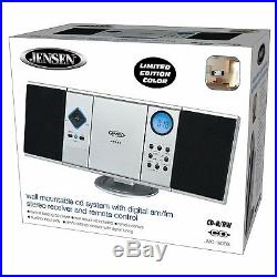 SILVER Portable AM/FM Radio CD Mp3 Player Home Stereo Speaker Jensen System iPod
