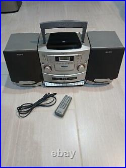 SONY CFD-ZW755 Stereo Boombox CD Player Dual Cassette AM/FM Radio Remote Excelle