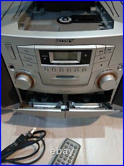 SONY CFD-ZW755 Stereo Boombox CD Player Dual Cassette AM/FM Radio Remote Excelle