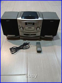 SONY CFD-ZW755 Stereo Boombox CD Player Dual Cassette AM/FM Radio Remote Excelle