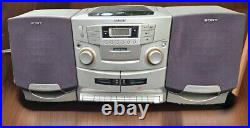 SONY CFD-ZW755 Stereo System Boombox CD/Dual Cassette/Radio Mega Bass WORKS