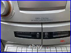 SONY CFD-ZW755 Stereo System Boombox CD/Dual Cassette/Radio Mega Bass WORKS