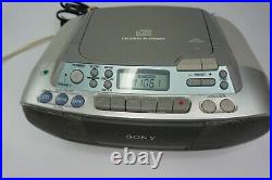 SONY CFDS01 CD Radio Cassette Corder FM/AM Portable Silver Boombox Stereo System