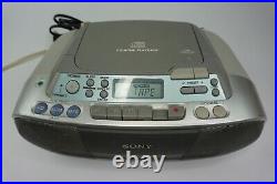 SONY CFDS01 CD Radio Cassette Corder FM/AM Portable Silver Boombox Stereo System