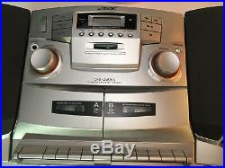 SONY Mega Bass Boombox CD Cassette Player Portable AM FM Radio Silver CFD-ZW755