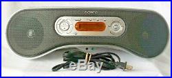 SONY ZS-SN10 Mega Bass Silver Portable Boombox Radio MP3 CD Player TESTED