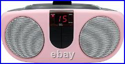 SRCD243 Portable CD Player with AM/FM Radio, Boombox (Pink)