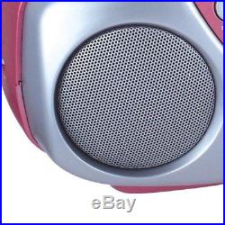SRCD243 Portable CD Player with AMFM Radio Boombox Pink LED Display AC120V/60Hz