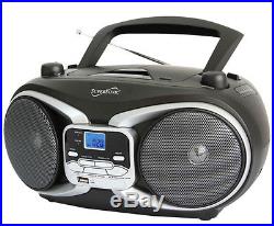SUPERSONIC PORTABLE BOOMBOX MP3/CD PLAYER WITH USB/AUX INPUTS & AM/FM RADIO BLK