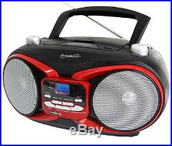 SUPERSONIC PORTABLE BOOMBOX MP3/CD PLAYER WITH USB/AUX INPUTS & AM/FM RADIO RED
