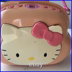 Sanrio Hello Kitty Pocketbook AM/FM Radio CD Player Boombox 2003 Purse TESTED