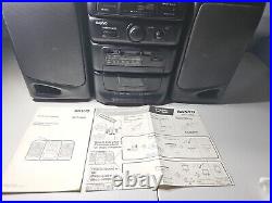 Sanyo AM FM Radio CD Cassette Boombox BassXpander AC Plug Or 8D Batteries Tested