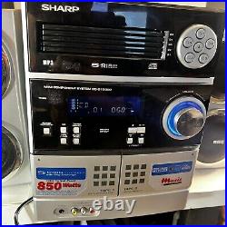 Sharp 5 Disc CD Player Changer Double Cassette Tape Deck Radio Stereo Boombox