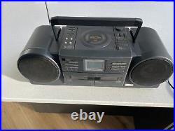 Sharp CD-JX20X Vintage Portable Boombox Stereo CD Dual Tape Radio Player -TESTED