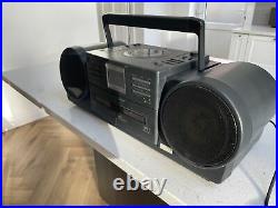 Sharp CD-JX20X Vintage Portable Boombox Stereo CD Dual Tape Radio Player -TESTED