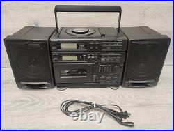 Sharp QT-X8 CD Compact Disc Stereo Double Cassette Player Boombox AS IS READ