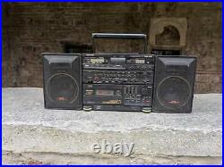 Sharp WF-CD77 portable cassette and CD player, 1980's boombox with CD player