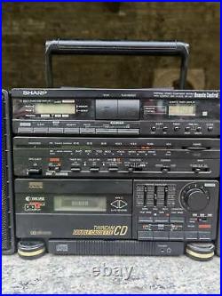 Sharp WF-CD77 portable cassette and CD player, 1980's boombox with CD player