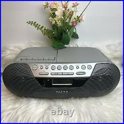 Sony Boombox AM FM Radio CD Portable Cassette Tape Player Mega Bass CFD-S33