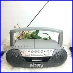 Sony Boombox AM FM Radio CD Portable Cassette Tape Player Mega Bass CFD-S33