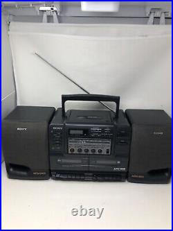 Sony Boombox Mega Bass CFD-555 CD Radio Cassette Recorder Works Perfect Tested