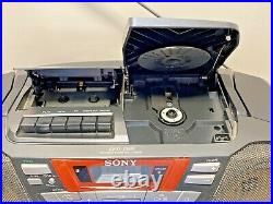 Sony CD/Radio/Cassette Boombox Portable Stereo CFD-G50 Woofer with Cord TESTED EUC