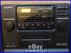 Sony CFD-440 Boombox CD Radio Cassette Player Working FREE S/H Portable Clean