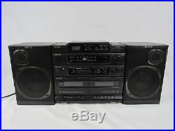 Sony CFD-460 CD Player Radio Dual-Cassette Portable Boombox Removable Speakers
