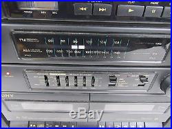 Sony CFD-460 CD Player Radio Dual-Cassette Portable Boombox Removable Speakers