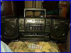 Sony CFD-550 Boombox CD Radio Portable Dual Cassette Player Vintage & 2 Speakers