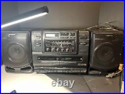 Sony CFD-550 Portable Stereo Boombox AM FM Radio CD Player Dual Cassette READ