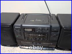 Sony CFD-550 Portable Stereo Boombox AM FM Radio CD Player Dual Cassette Tape A+ Sony CFD-550 Portable Stereo Boombox AM FM Radio CD Player Dual Cassette Tape A+