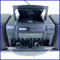 Sony CFD-550 Portable Stereo Boombox CD Player Dual Cassette, CLEAN Tested, Read