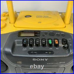 Sony CFD-970 Sports Portable CD Player AM FM Radio Cassette Tape Boombox Yellow