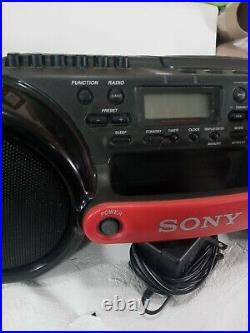 Sony CFD-980 boombox, AM/FM, cassette, CD player, portable, with AC adapter