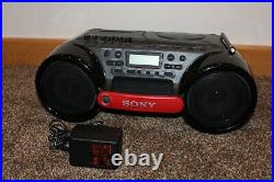 Sony CFD-980 boombox AM/FM cassette CD player portable with AC adapter EXCELLENT