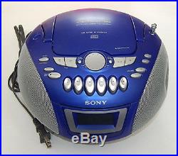 Sony CFD-E75 Blue CD Player Stereo Radio Portable Boom Box WORKS R10989