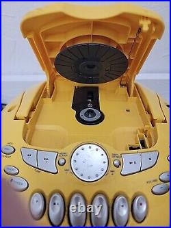 Sony CFD-E75 Yellow CD Cassette Player AM FM Radio Portable Boombox with Remote