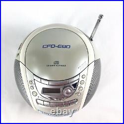 Sony CFD-E90 CD Radio Cassette Player Portable Boombox Remote Headphones Blanks