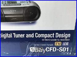 Sony CFD-S01 Boombox CD Player Radio Stereo Cassette Tape Portable New Open Box