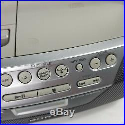 Sony CFD-S05 Boombox CD Player Radio Stereo Cassette Tape Mega Bass Portable Euc