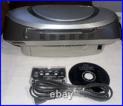 Sony CFD-S350 Cassette Boombox Silver CD Player Radio Tested with 1-CD & 1-Tape