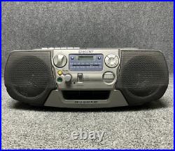 Sony CFD-V17 Portable Mega Bass CD AM-FM Radio Cassette Player Boombox In Silver